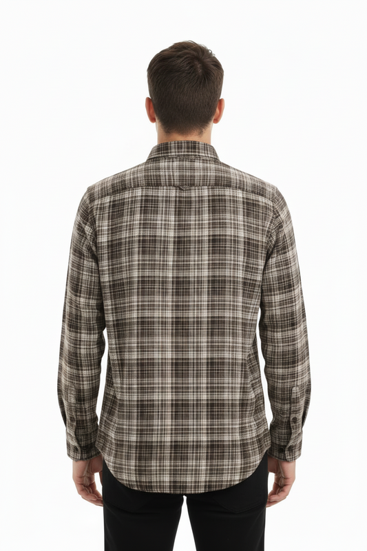 Brown & Beige Checked Shirt