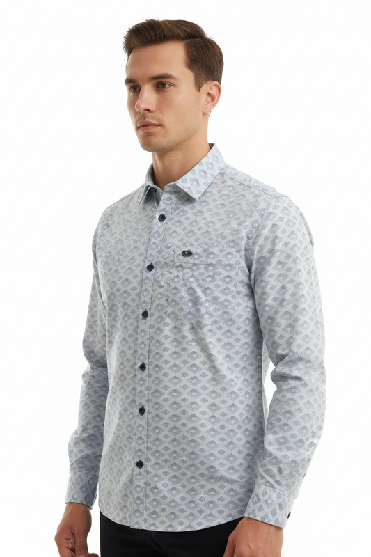 Front 45 left - Geometric Diamond Print Shirt