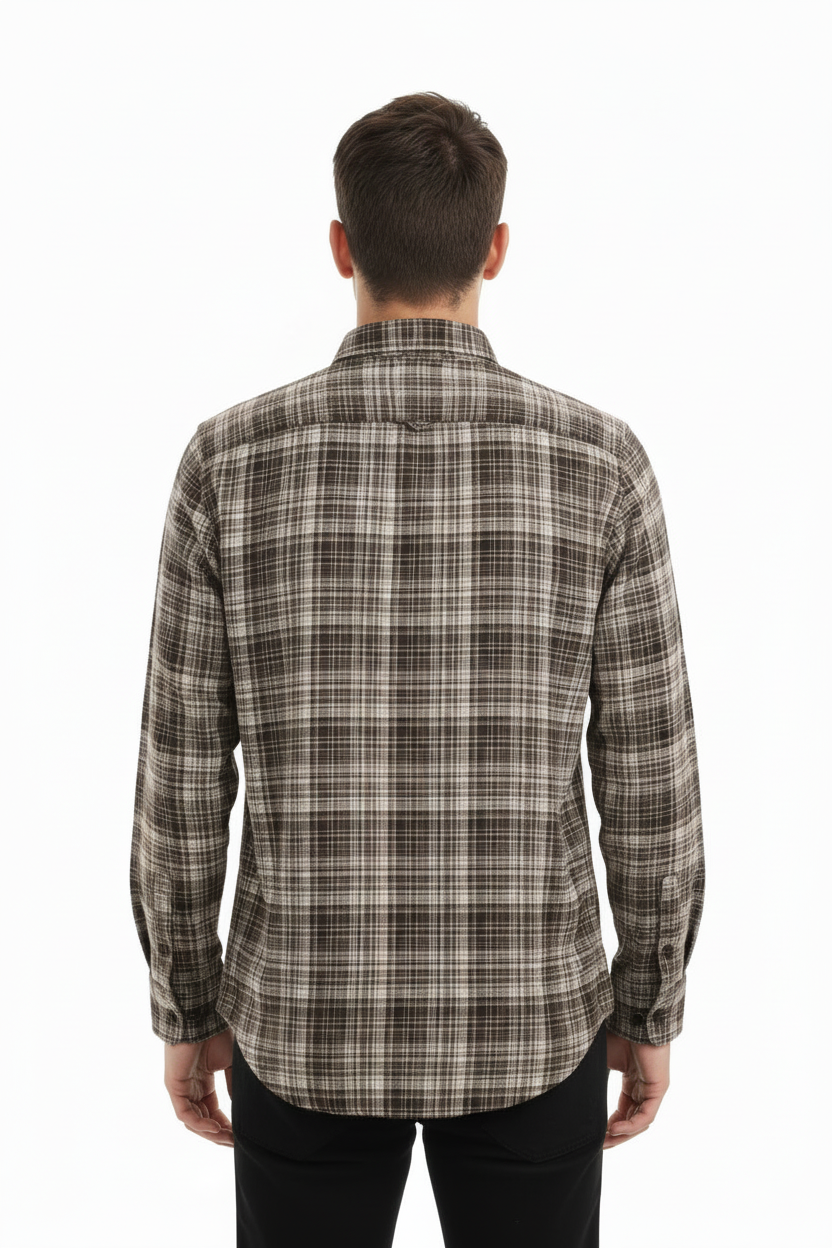 Brown & Beige Checked Shirt