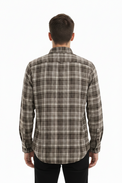 Brown & Beige Checked Shirt