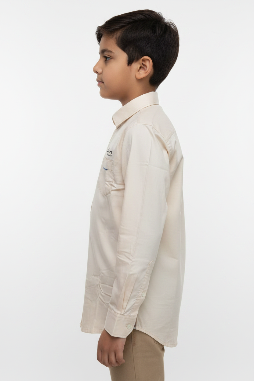 Cream Kids Shirt - Left Side Profile
