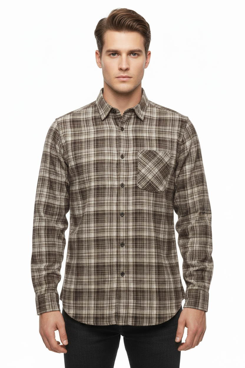 Brown & Beige Checked Shirt