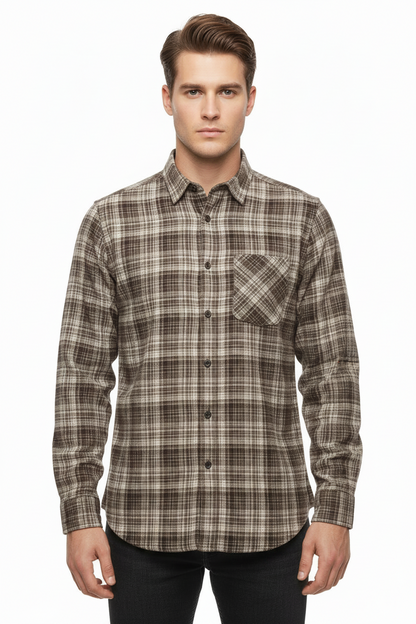 Brown & Beige Checked Shirt