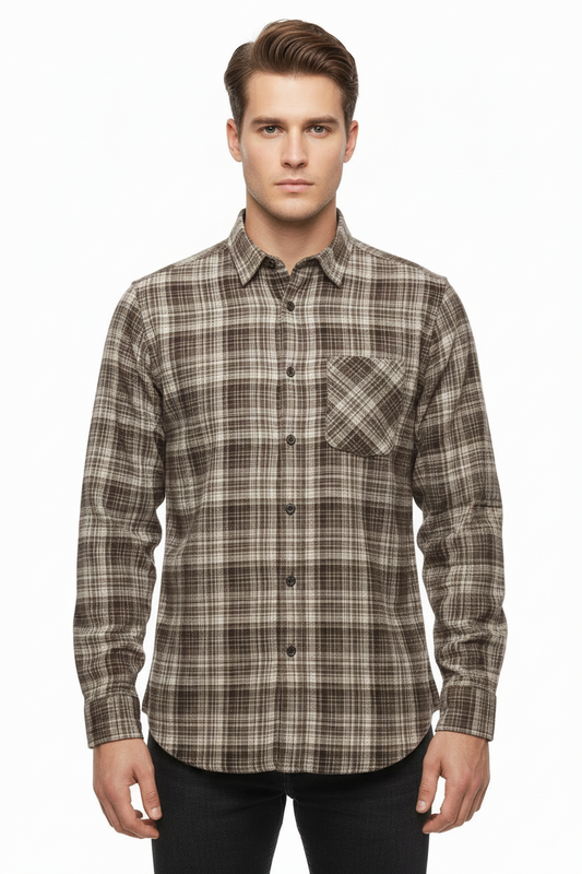 Brown & Beige Checked Shirt