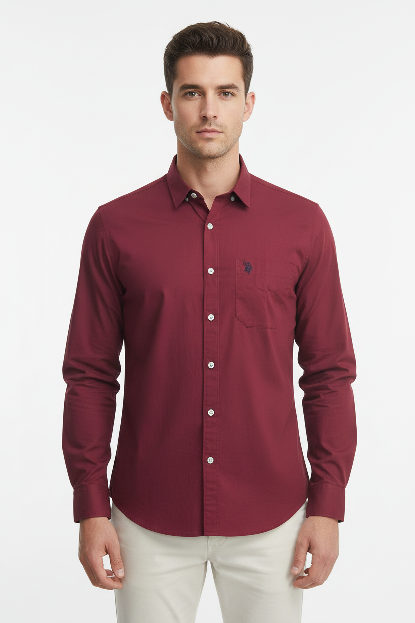 Front view - U.S. Polo Assn. Burgundy Shirt