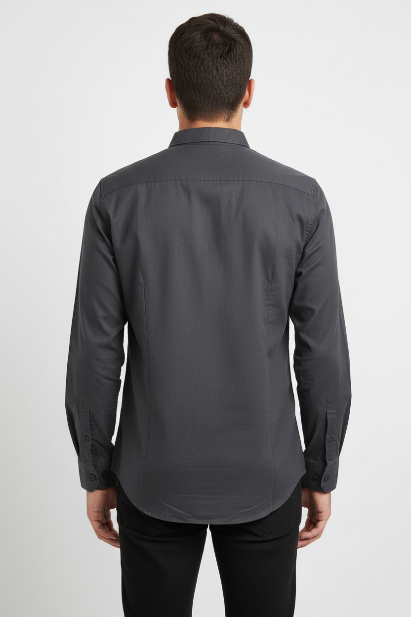 Charcoal Black Shirt - Model Back View