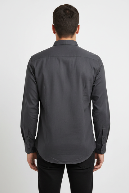 Charcoal Black Shirt - Model Back View