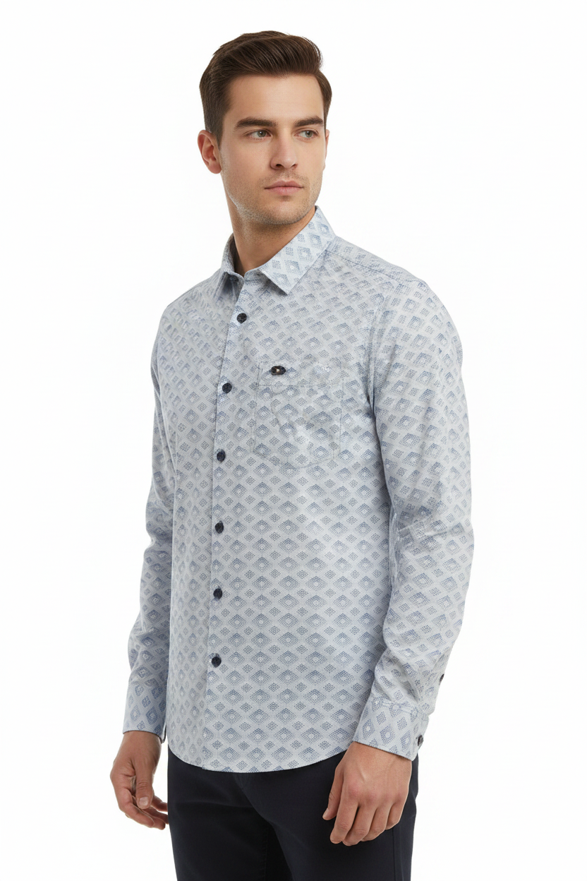 Front 45 right - Geometric Diamond Print Shirt