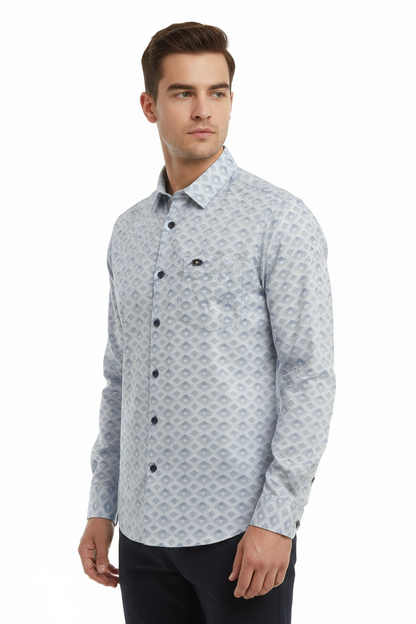 Front 45 right - Geometric Diamond Print Shirt