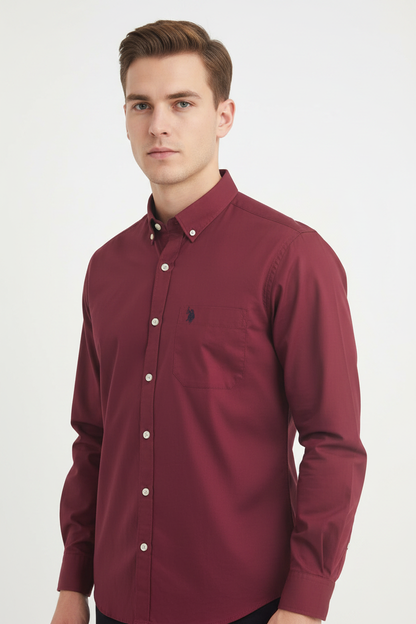 Front 45 left - U.S. Polo Assn. Burgundy Shirt