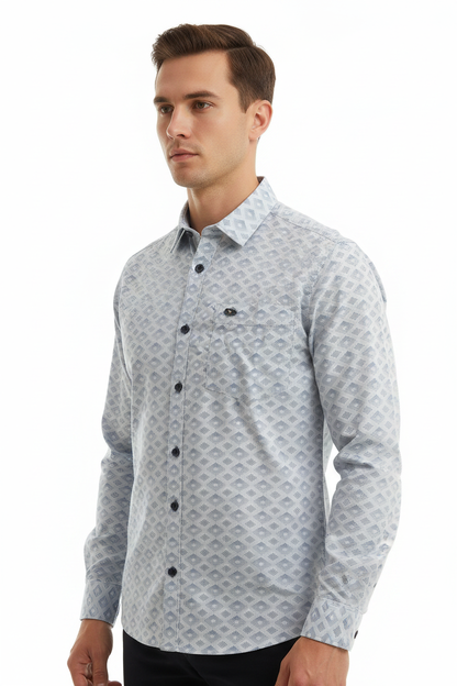 Front 45 left - Geometric Diamond Print Shirt
