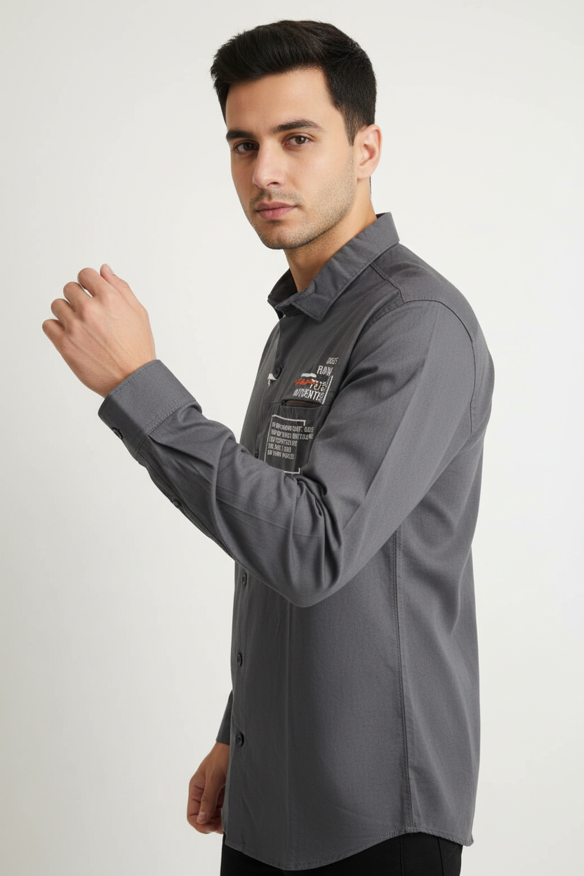 Charcoal Black Shirt - Model Sleeve View