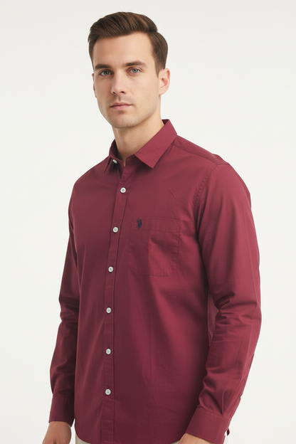 Front 45 right - U.S. Polo Assn. Burgundy Shirt
