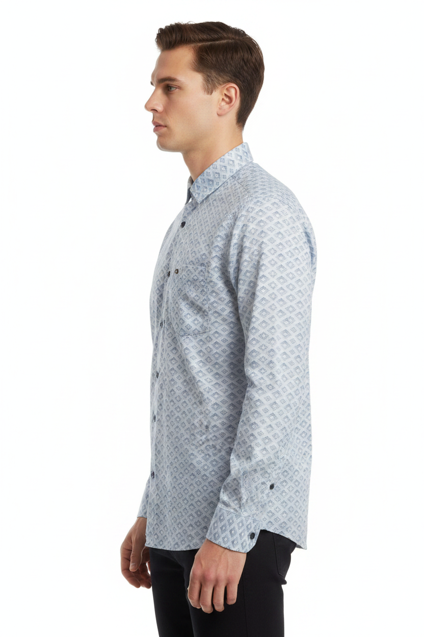 Side profile - Geometric Diamond Print Shirt