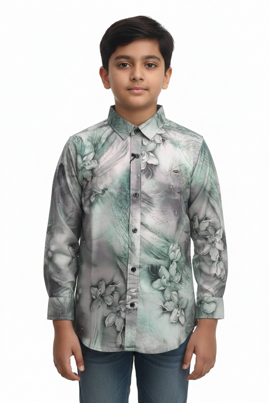 Boys Floral Print Full Sleeve Shirt