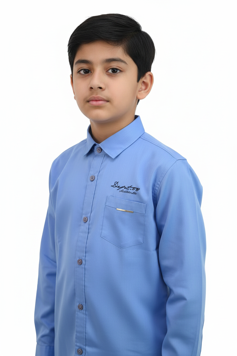 Sky Blue Kids Shirt - Front 45° Left