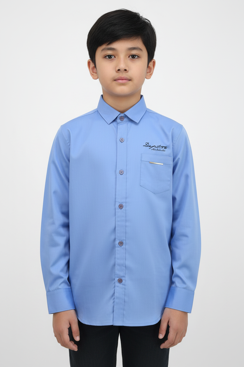 Sky Blue Kids Shirt - Front View