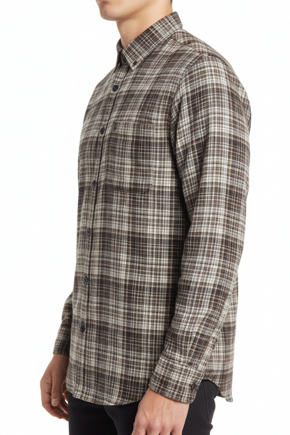 Brown & Beige Checked Shirt