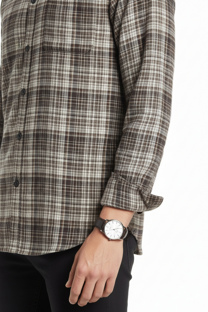 Brown & Beige Checked Shirt