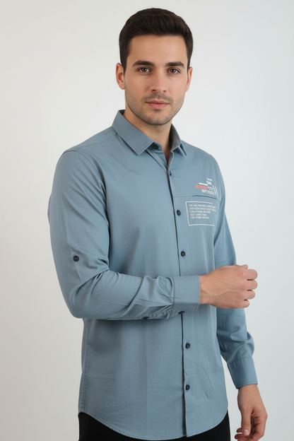 Steel Blue Casual Shirt